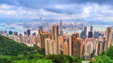 在香港香港空中视图城市景观时间孩子锅拍摄
